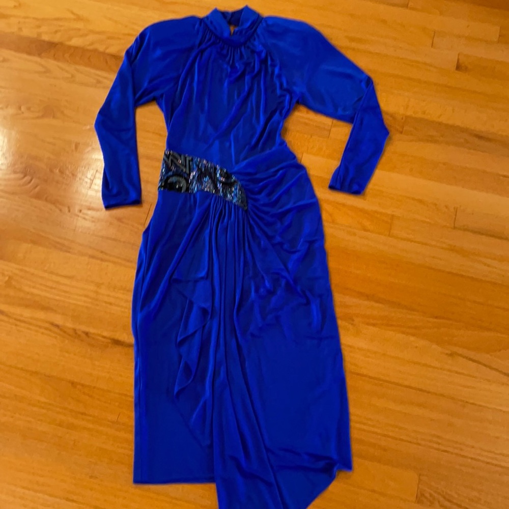 Sexy, royal blue jersey dress vintage-sz.8/Small.
